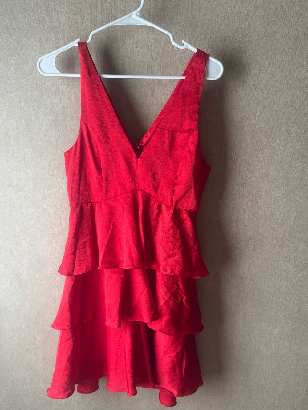 DO+BE Red V-Neck Tiered Mini Dress